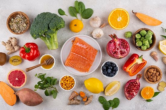 nutritious foods vegetables fruits salmon