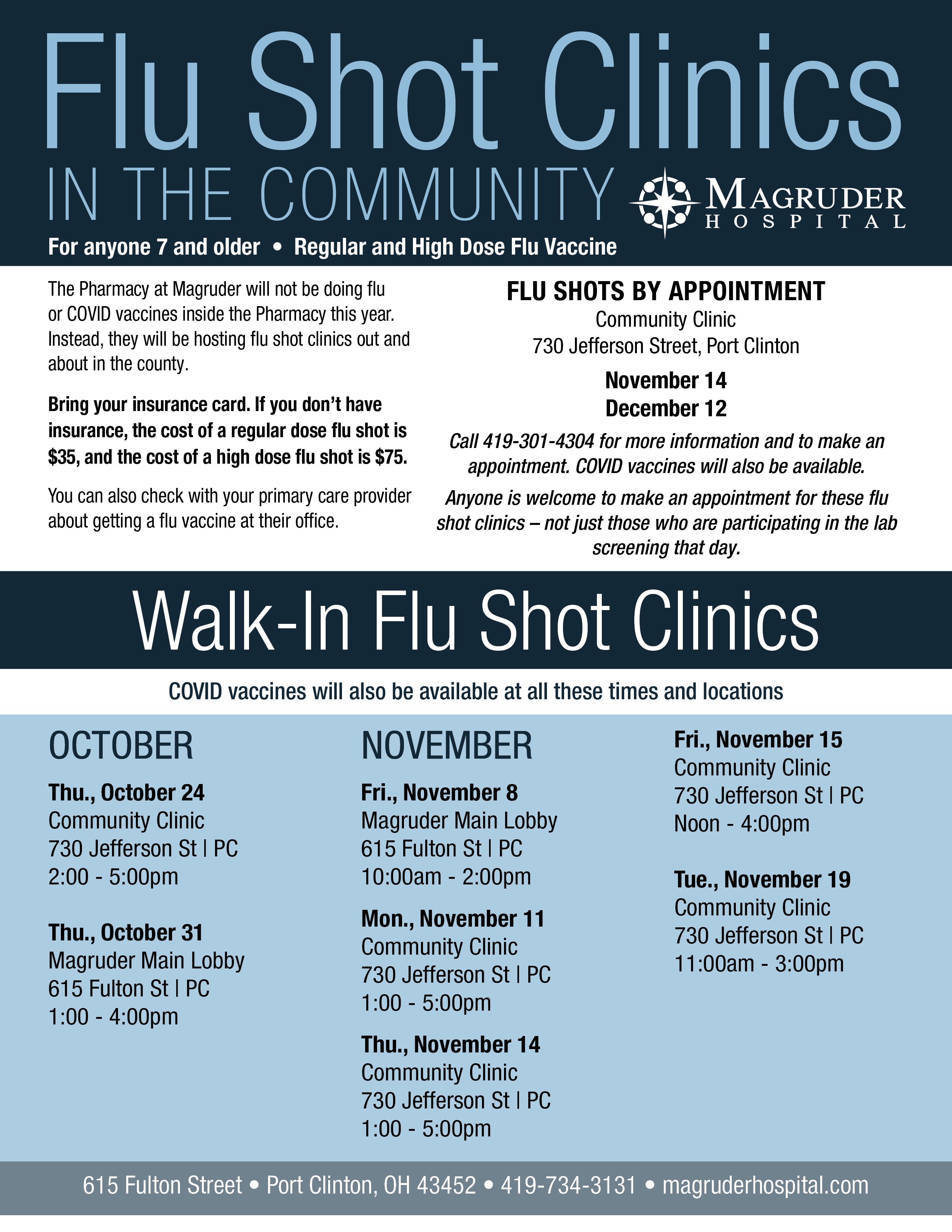 flu shot clinics 2024